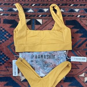 La Hana Swim Gold Ribbed Bikini Set